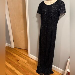 Adrianna Papell Black Sequin Evening Gown size 12